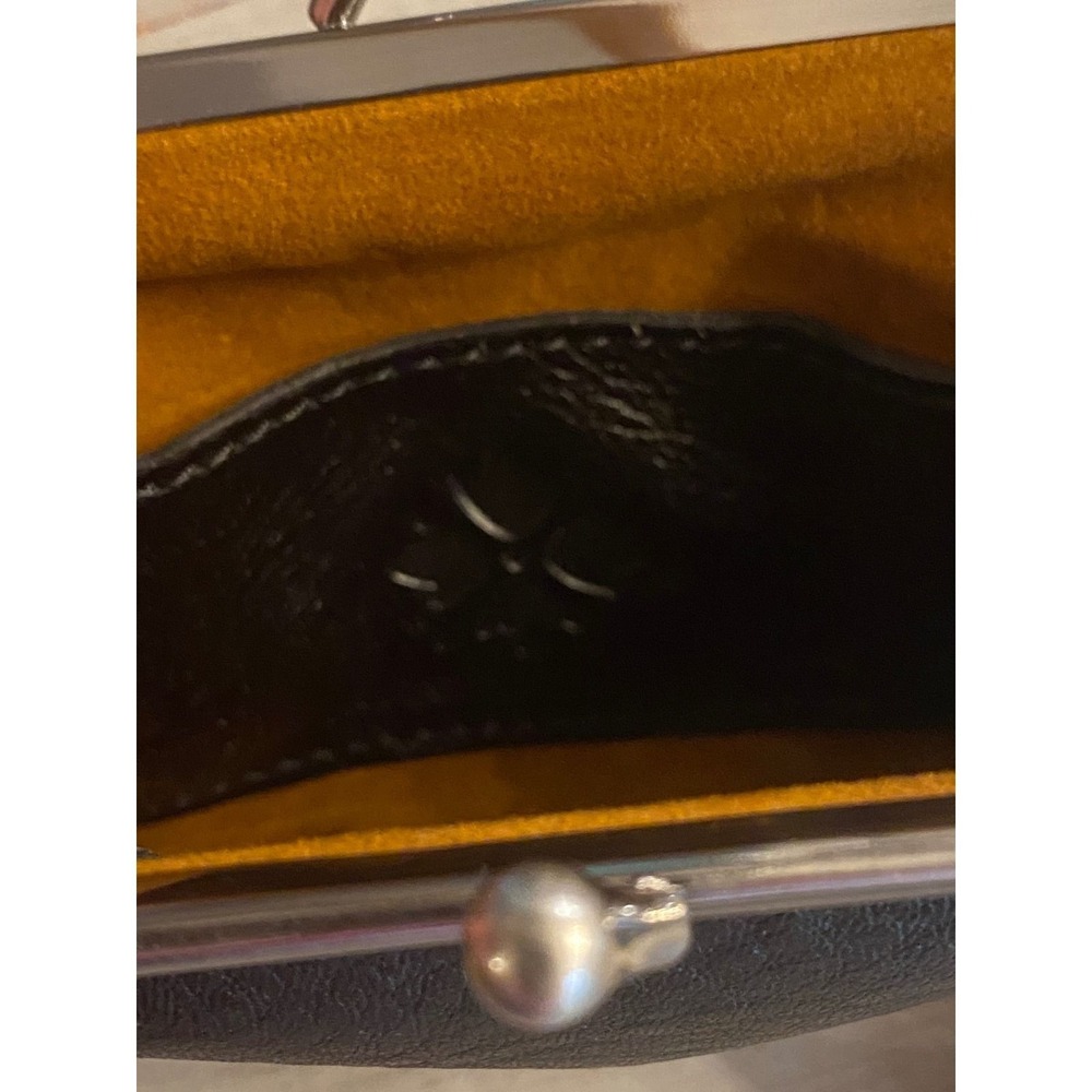 Patricia Nash Cow Print Calf Hair Leather Kiss Lock Coin Purse Keychain Black - Picture 8 of 11